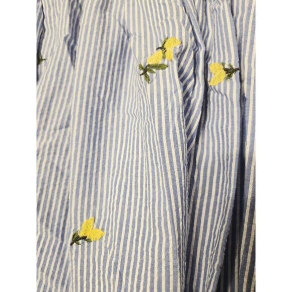 Free Assembly Lemon Embroidered Maxi Skirt 16 Blue Stripe Cottagecore Preppy - Picture 5 of 7
